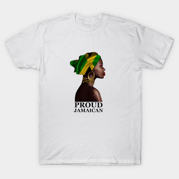 Jamaica - Proud Jamaican Woman Afro Jamaica Flag Black History T-Shirt by johnnie2749